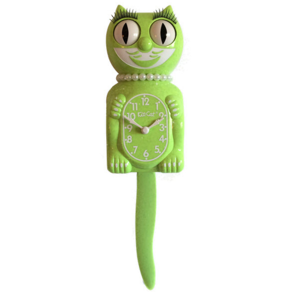 RETIRED Fun Chartreuse green KIT-CAT CLOCK KAT KLOCK - Picture 1 of 3